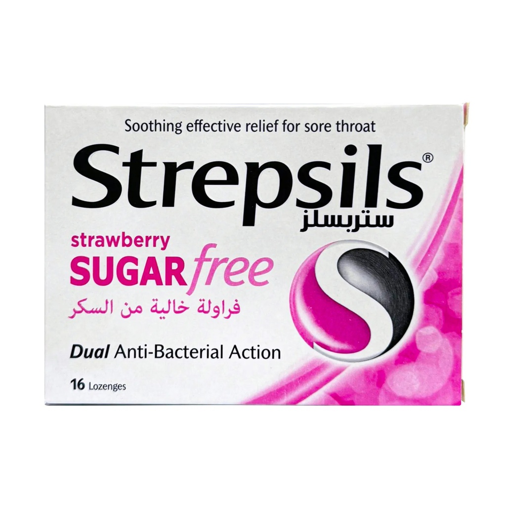 Strepsils Strawberry Sugar Free Lozenges, 16's