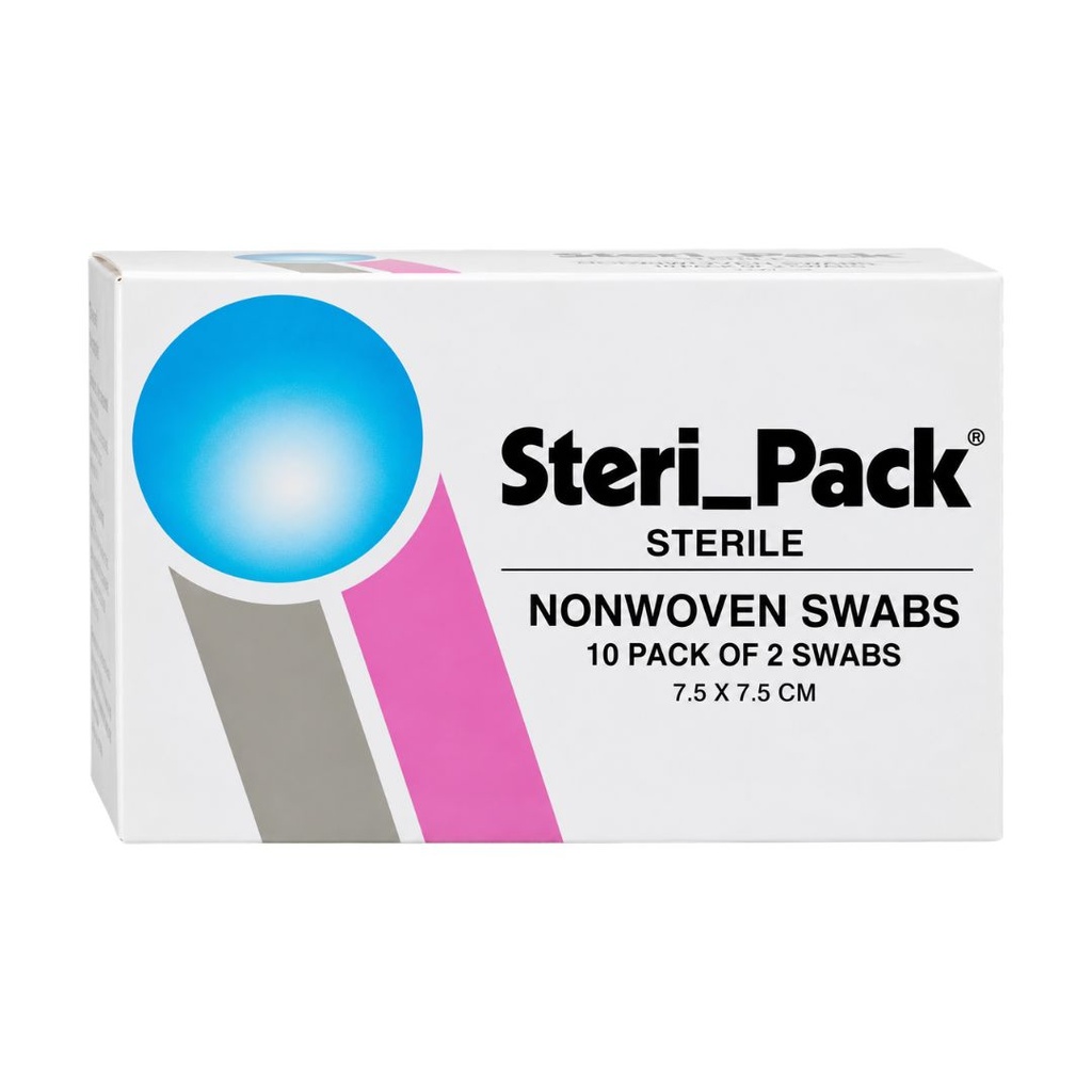 Steri Pack 7.5x7.5cm Sterile Nonwoven Swabs, 10x2's