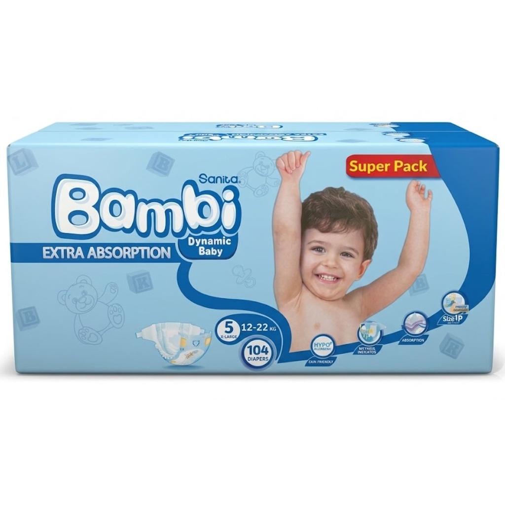 Sanita Bambi Size 5 (XL), 104's - NEW