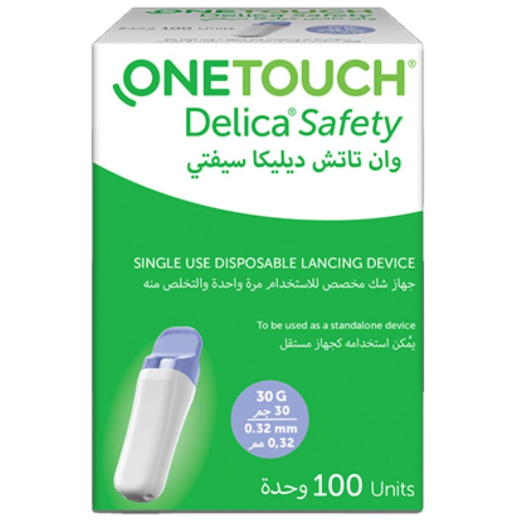 * OneTouch Delica 30G Safety Lancet, 100's
