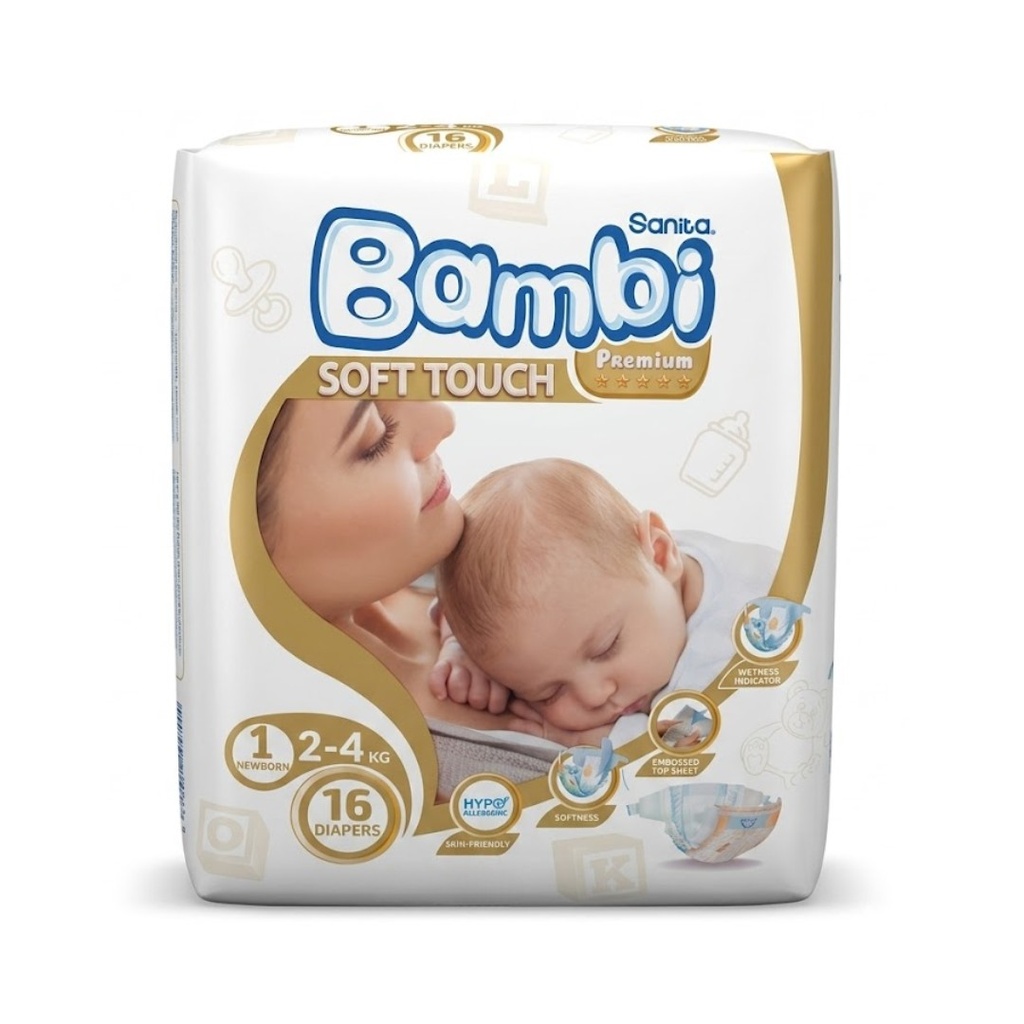 Sanita Bambi Newborn Size 1, 16's - NEW