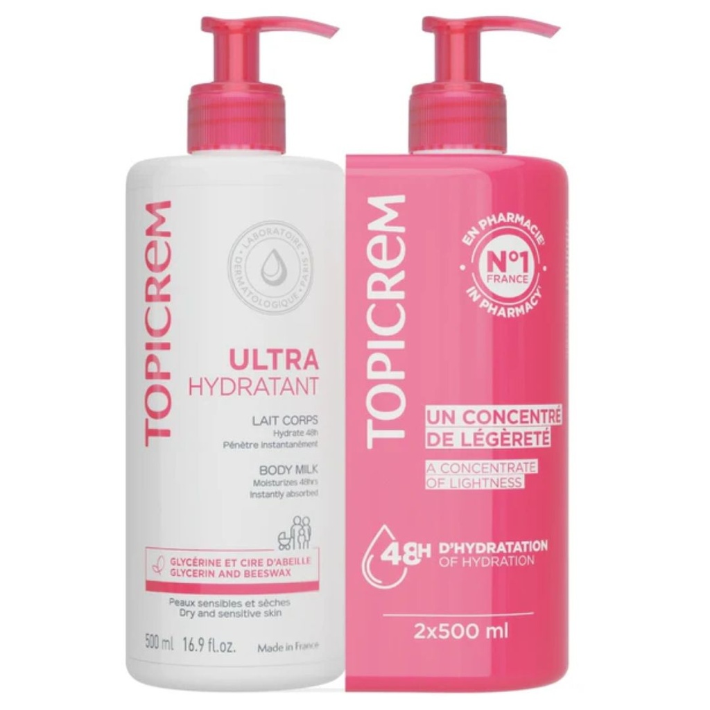 Topicrem Ultra-Hydratant Body Milk, 2x500ml - OFFER