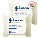 * Johnson's Micellar Wipes - All Skin Types, 25's - (1+1 Free)